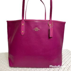 Coach Fuchsia Pink Leather Tote